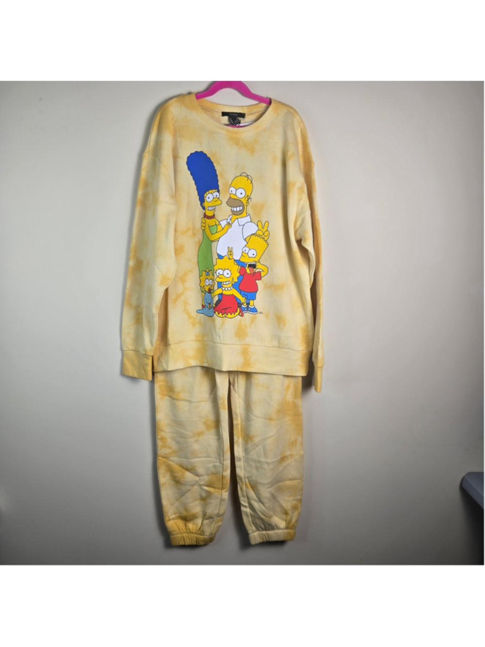 Women's Forever 21 The Simpsons Tie-Dye Sweatshirt Sweatpants Set Size S Yellow